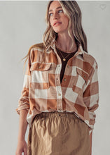 Load image into Gallery viewer, Camel Plaid Flannel Shirt
