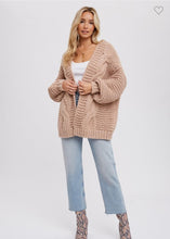 Load image into Gallery viewer, Latte Chunky Cable knit cardigan
