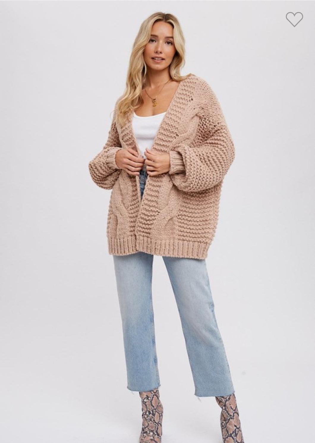 Latte Chunky Cable knit cardigan