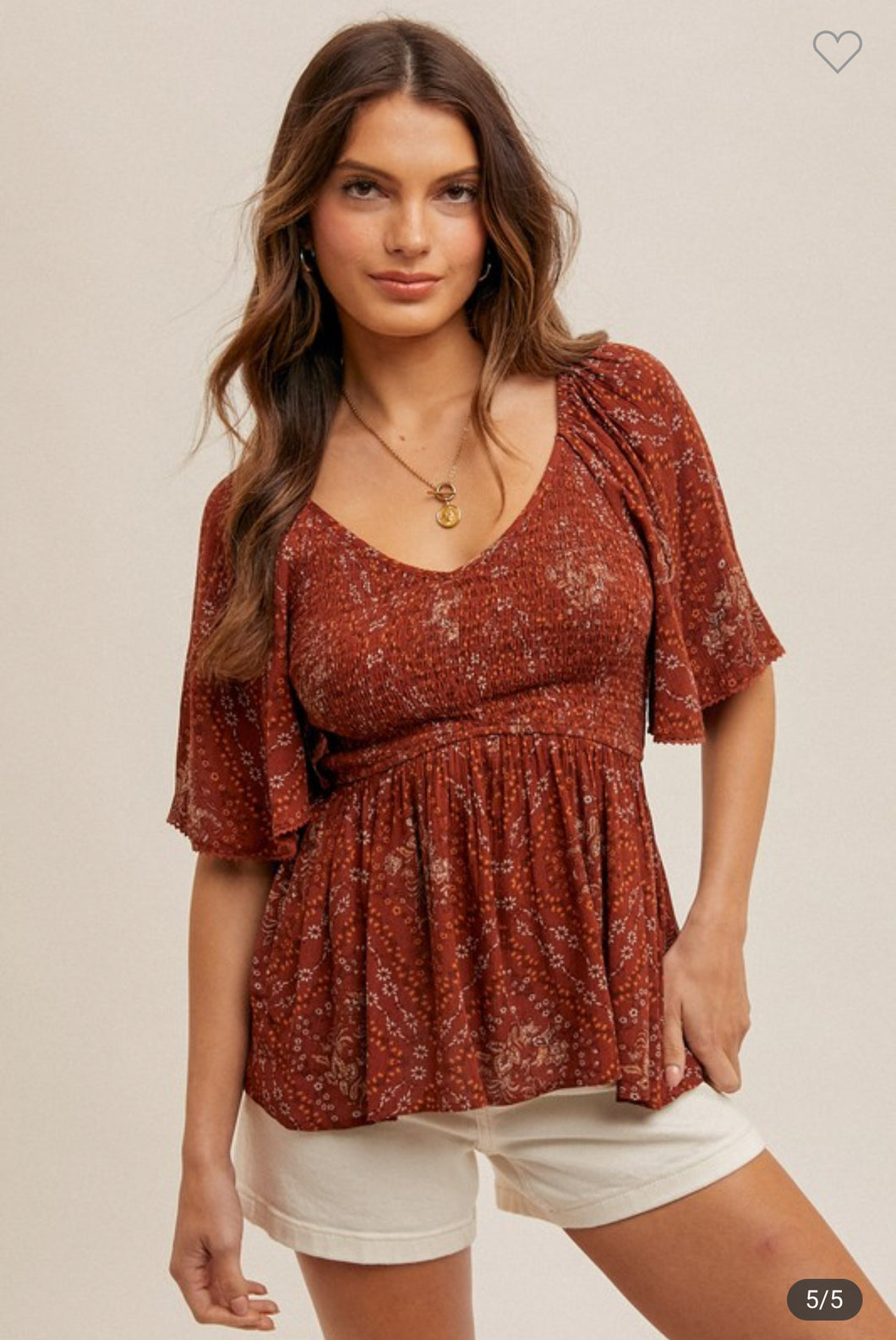 Floral Flutter Sleeve Top