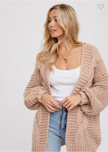 Load image into Gallery viewer, Latte Chunky Cable knit cardigan
