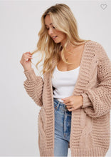 Load image into Gallery viewer, Latte Chunky Cable knit cardigan

