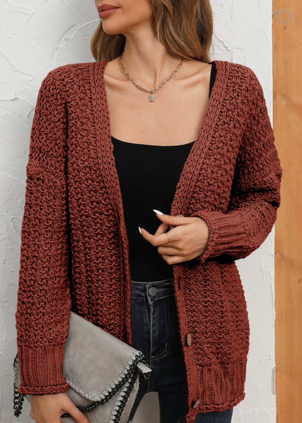 Cable Knit Button Front Cardigan