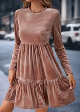 Load image into Gallery viewer, Velvet Ribbed Ruffled Dress
