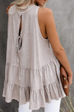 Load image into Gallery viewer, Beige Round Neck Ruffled Hem Top
