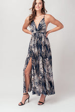 Load image into Gallery viewer, Navy Tropical Maxi Dress
