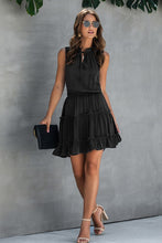 Load image into Gallery viewer, Black Sleeveless Drawstring Mini Dress
