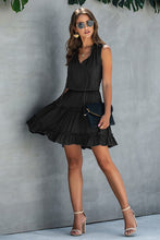 Load image into Gallery viewer, Black Sleeveless Drawstring Mini Dress
