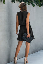 Load image into Gallery viewer, Black Sleeveless Drawstring Mini Dress
