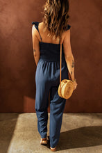 Load image into Gallery viewer, Blue Fashion Smocked Wide Leg Jumpsuit
