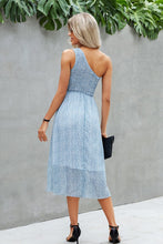 Load image into Gallery viewer, Blue One Shoulder Graphic Print Midi Dress
