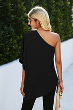 Load image into Gallery viewer, Black One Shoulder Solid Ruffle Loose Top
