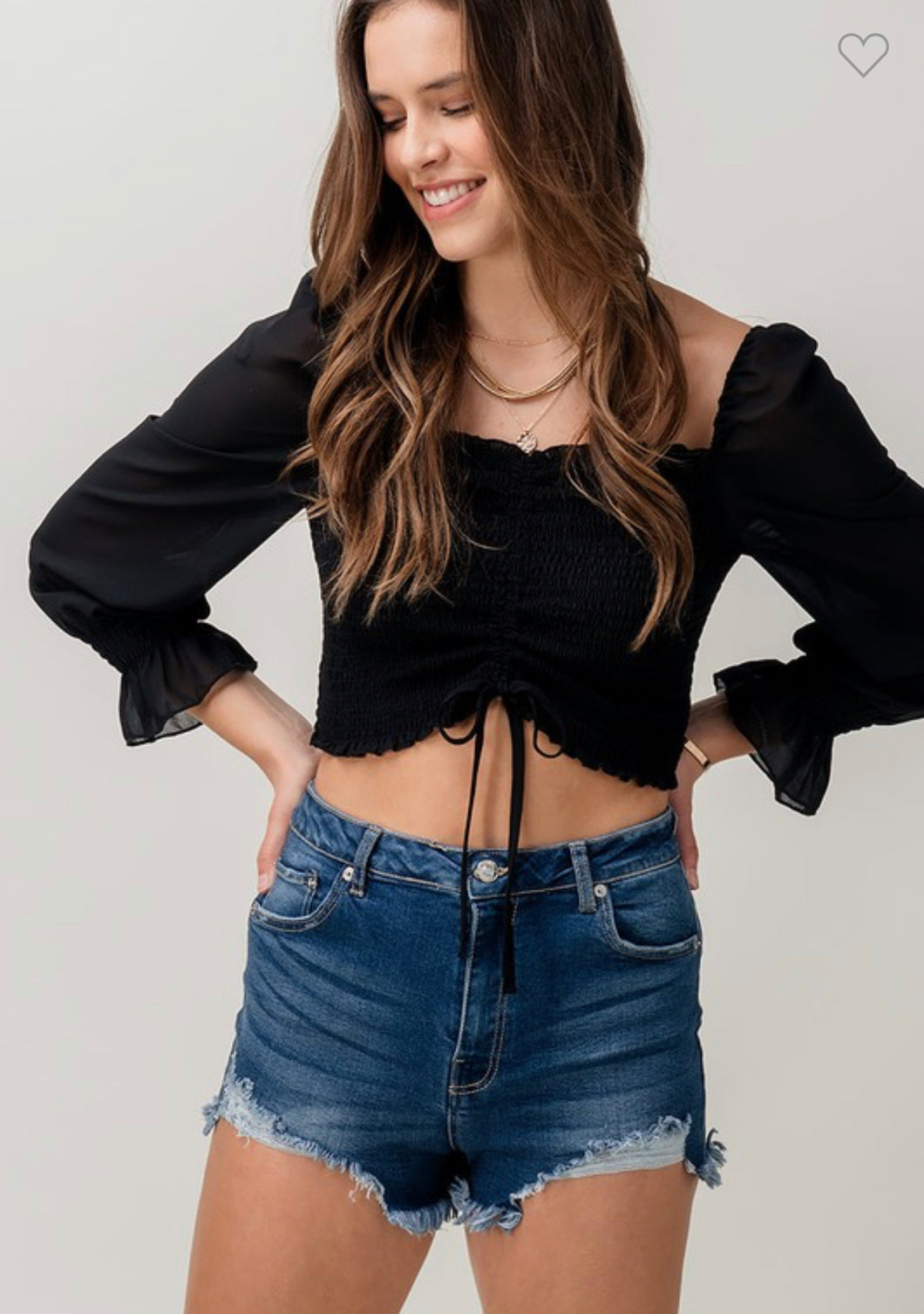 Black Drawstring Crop Top