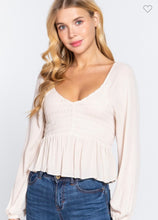 Load image into Gallery viewer, Cream Smocked Long Sleeve
