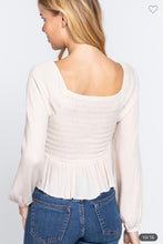 Load image into Gallery viewer, Cream Smocked Long Sleeve
