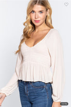 Load image into Gallery viewer, Cream Smocked Long Sleeve
